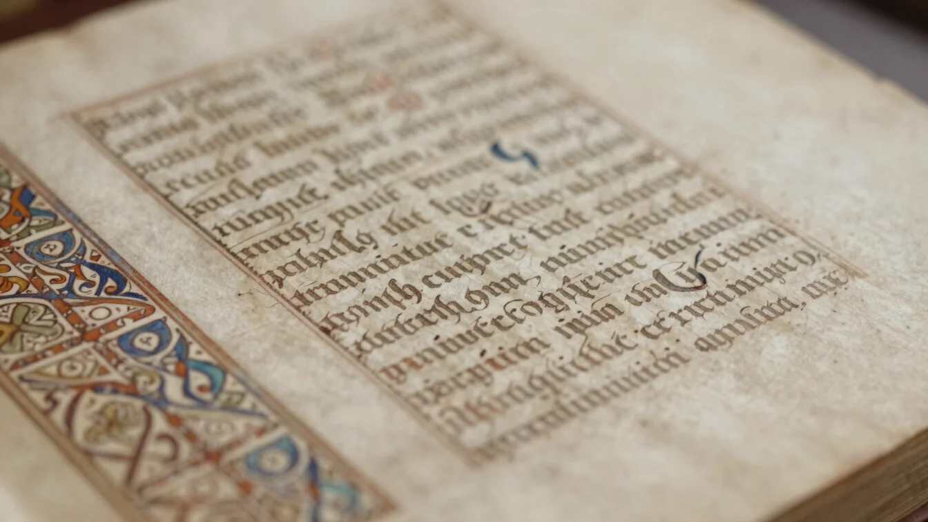 Detail of a medieval illuminated manuscript, showing intricate pa